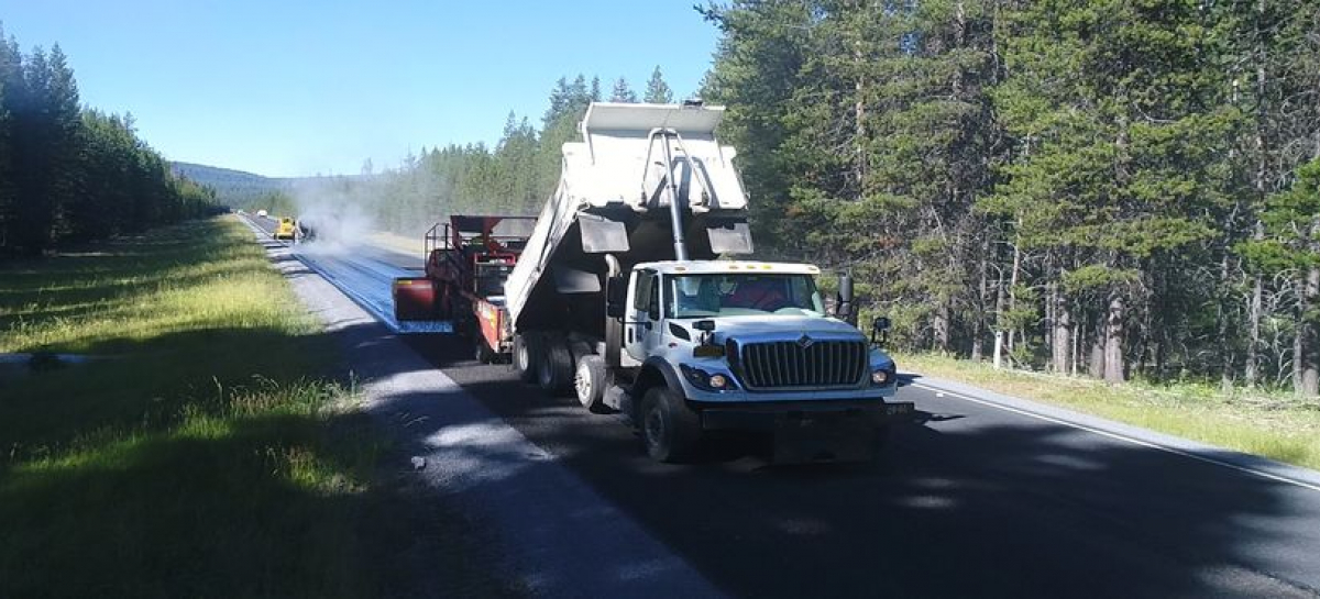 Deschutes County Road Department Image of Chip Seal Activity