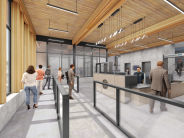 Rendering of new courthouse entrance Rendering of new courthouse entrance