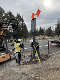 Sign installation on S Canal Blvd