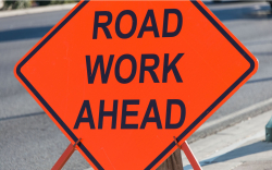 Road work ahead sign