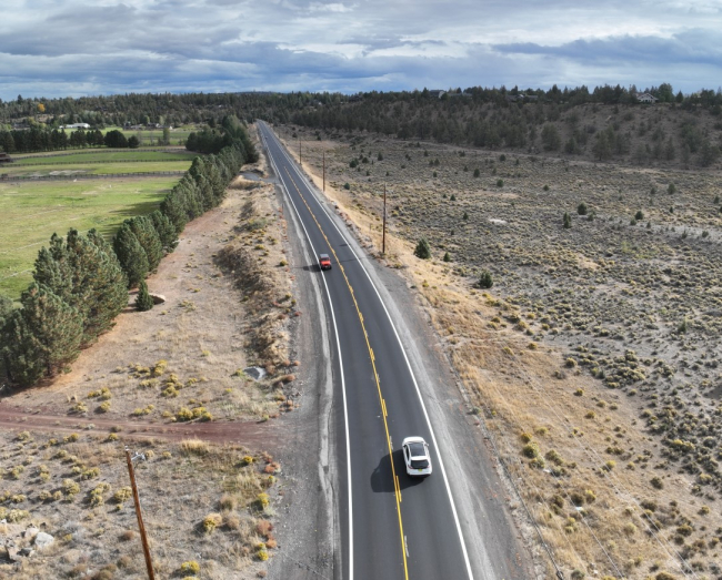 New pavement on Tumalo Road, Oct. 2025
