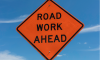 Road work ahead sign